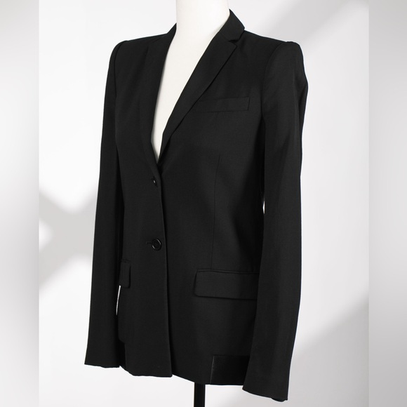 BCBGMAXAZRIA Black Wool Blazer with Satin Bottom Design, Size XXS, Excellent - Picture 7 of 11